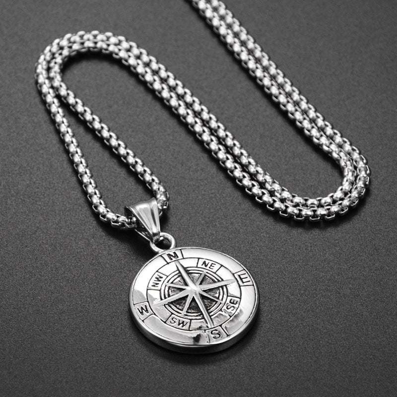 Compass compass titanium steel necklace