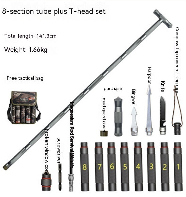 Multifunction Trekking Poles Outdoor Cane With T Head