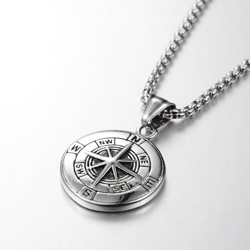 Compass compass titanium steel necklace