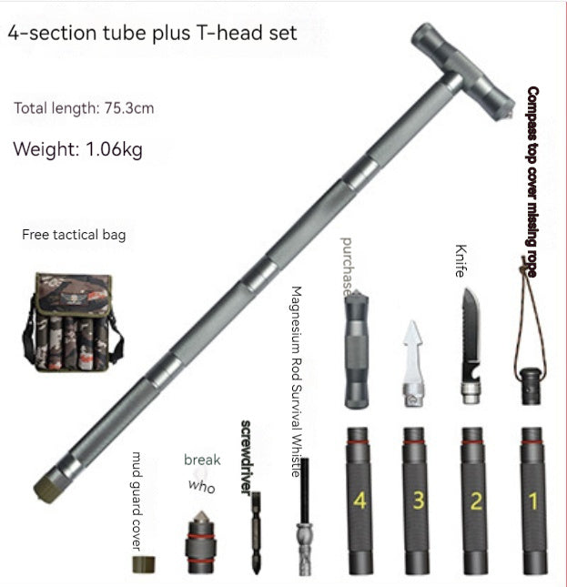 Multifunction Trekking Poles Outdoor Cane With T Head