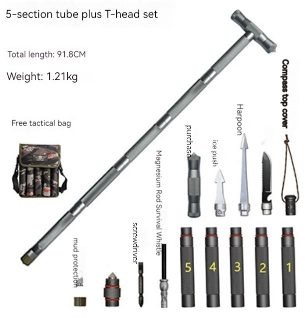 Multifunction Trekking Poles Outdoor Cane With T Head